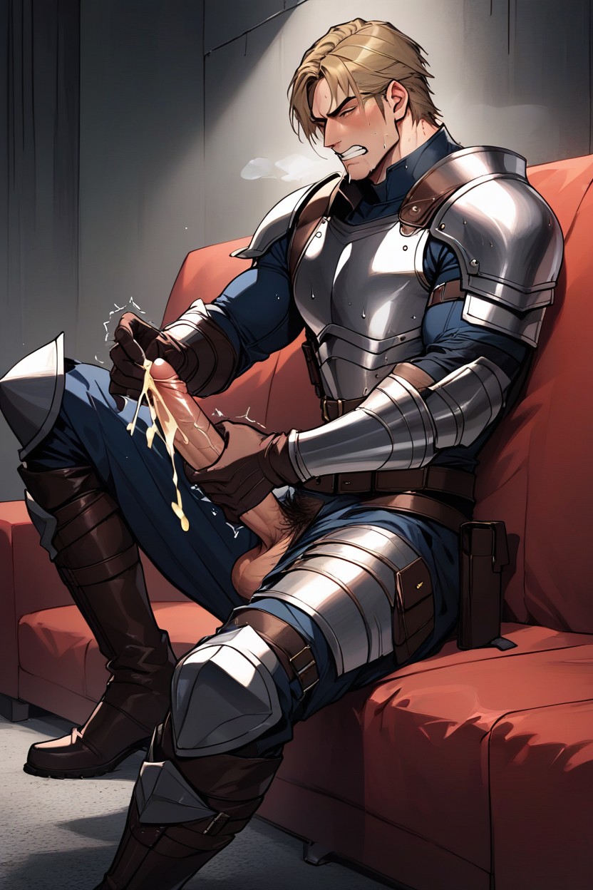 Brown Steam From The Foreskin Penis, [handjob With A Dark Chocolate-colored Foreskin Penis, Black Full Body Armor AI Gay Porn