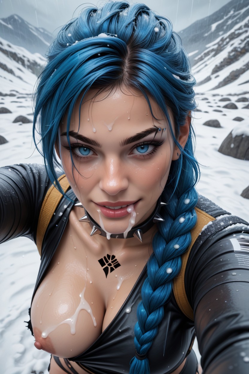 Eyebrow Piercing, Raining, Garter Belt AI Porn
