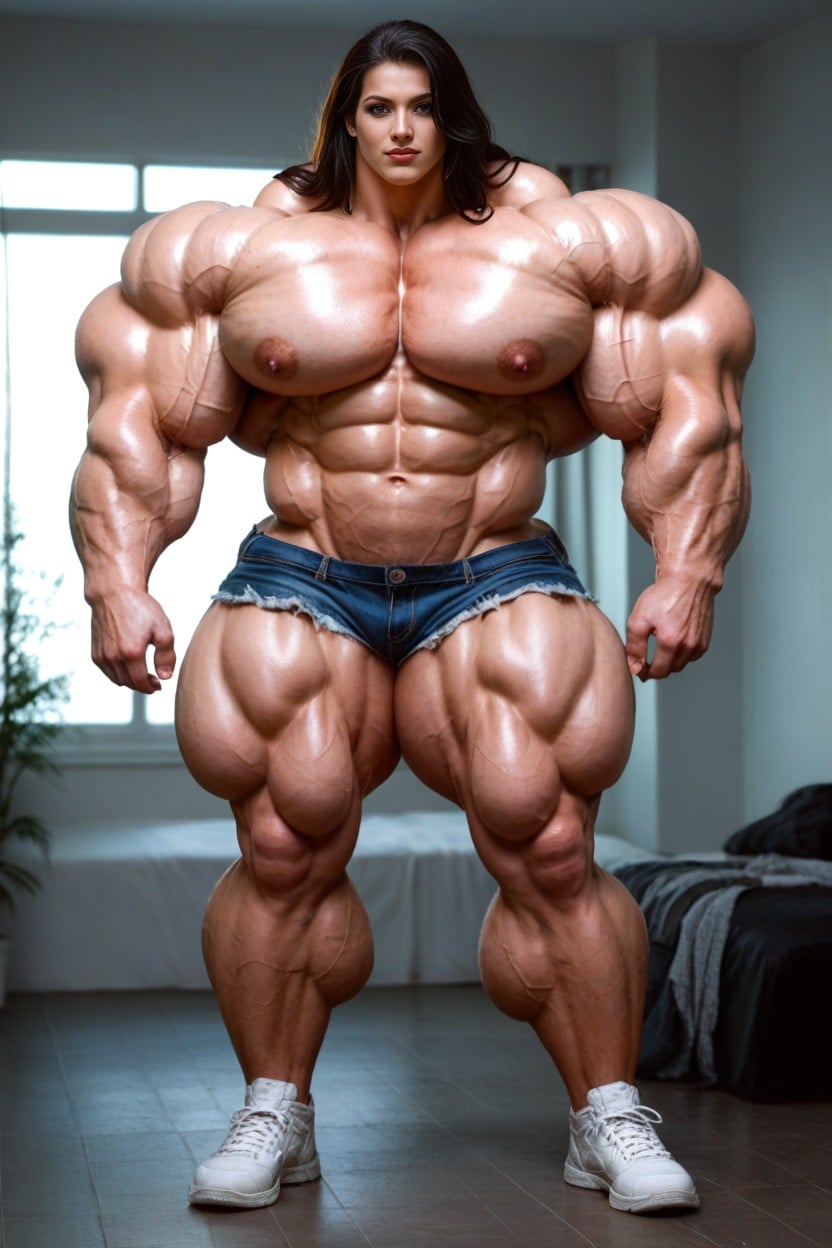 Show Only Body, Sportswear, Hyper Large Muscles AI Porn