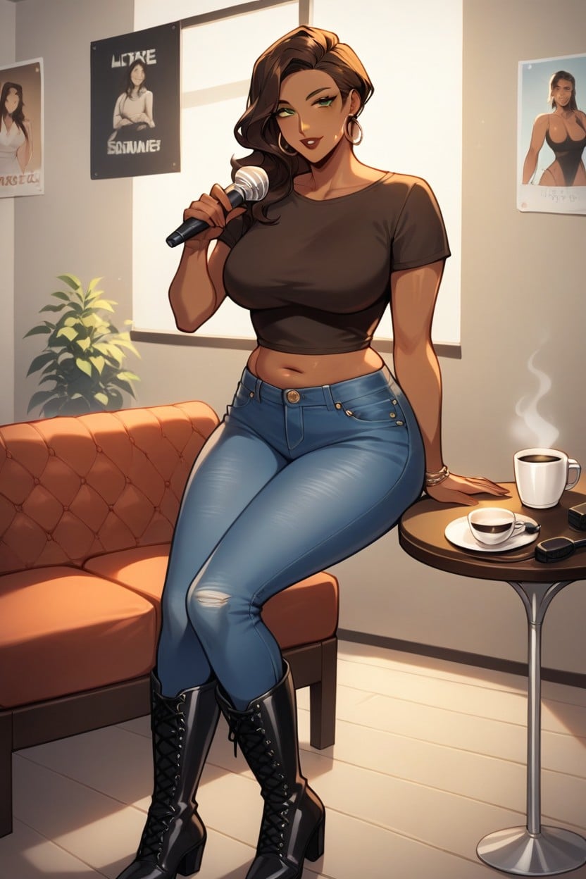 Dark Brown Skin, Casual, Pixie Cut Hentai AI Porn