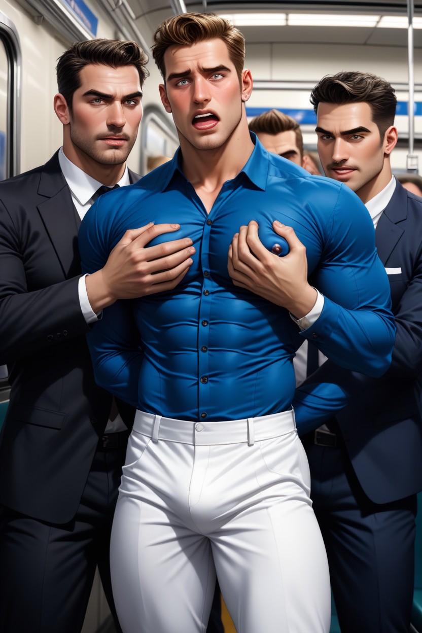 He Gets Overpowered By A Group Of Men, Licking Nipples, Gay AI Gay Porn