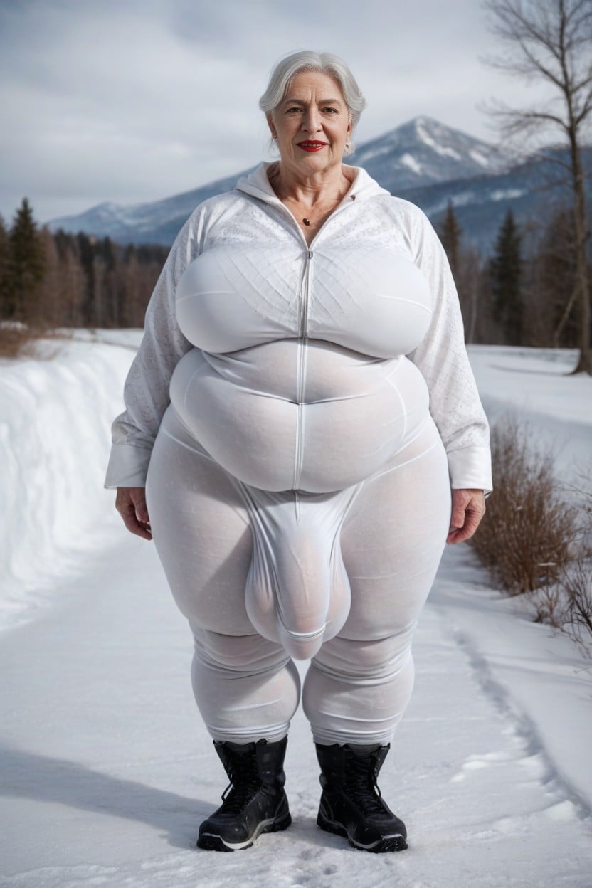 White Hair, Standing, Extreme Cellulite Hairy Feet Like A Hobbit AI Porn