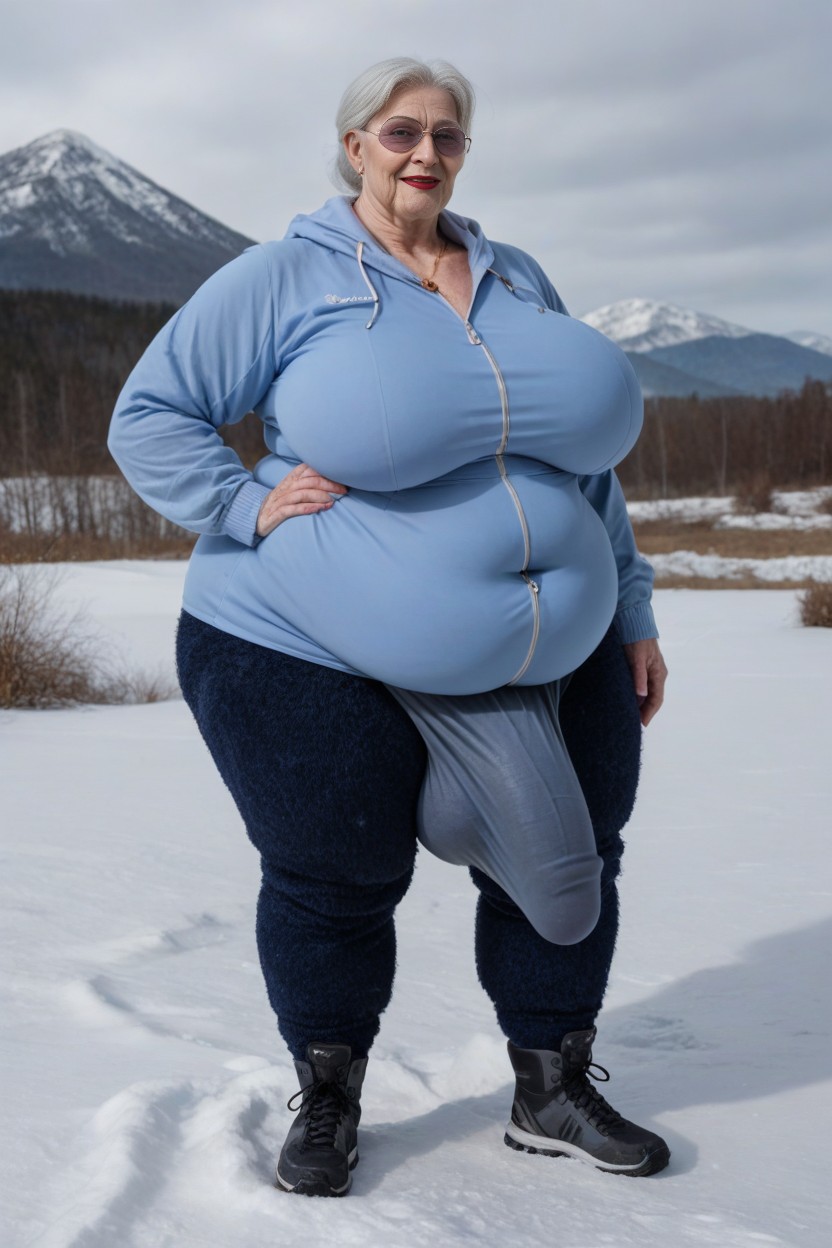 Obese, Red Lipstick, Giant Tall Futanari AI Porn