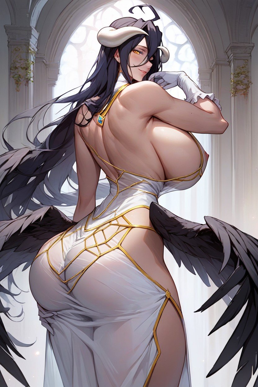 Albedo From Overlord, Nipples Visible Through Clothes, Side BoobPorno IA Hentai