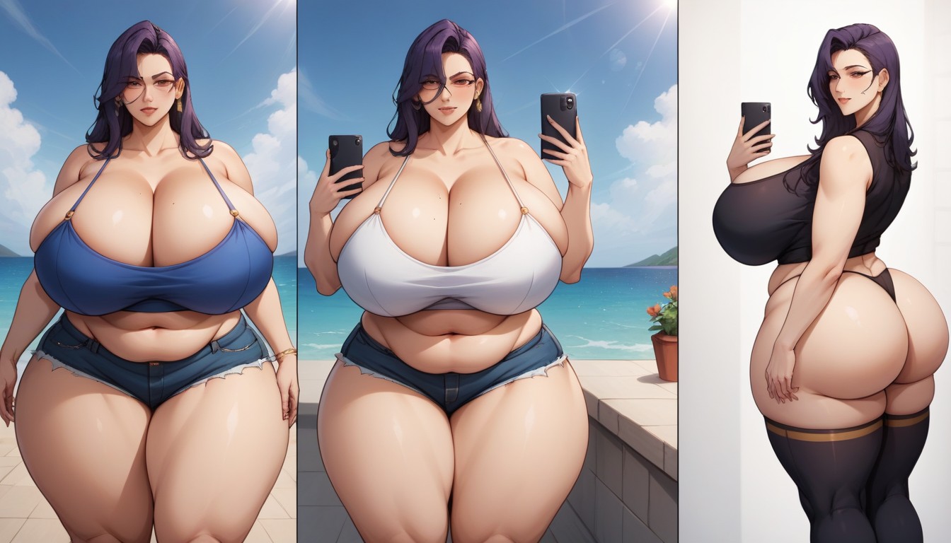 Multiple Views, Breasts Swelling Expanding Growing Enlarging So Much More And More With Weight Gain, Selfie Hentai AI Porn