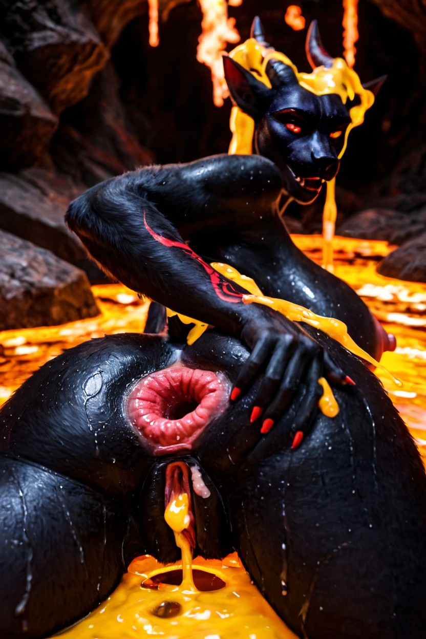 Wrecked Loose Anal Anus Ass Gaping Dripping, Looking At View, Red Tattoo Design AI Porn