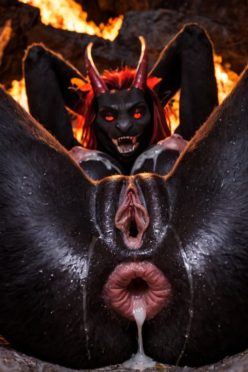 Black Fur, Red Fur, Extreme Detailed Dirty Gaping Ass Loose Hole AI Porn