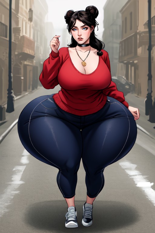 Extremely Large Ass, Long Hair, Necklace AI Porn