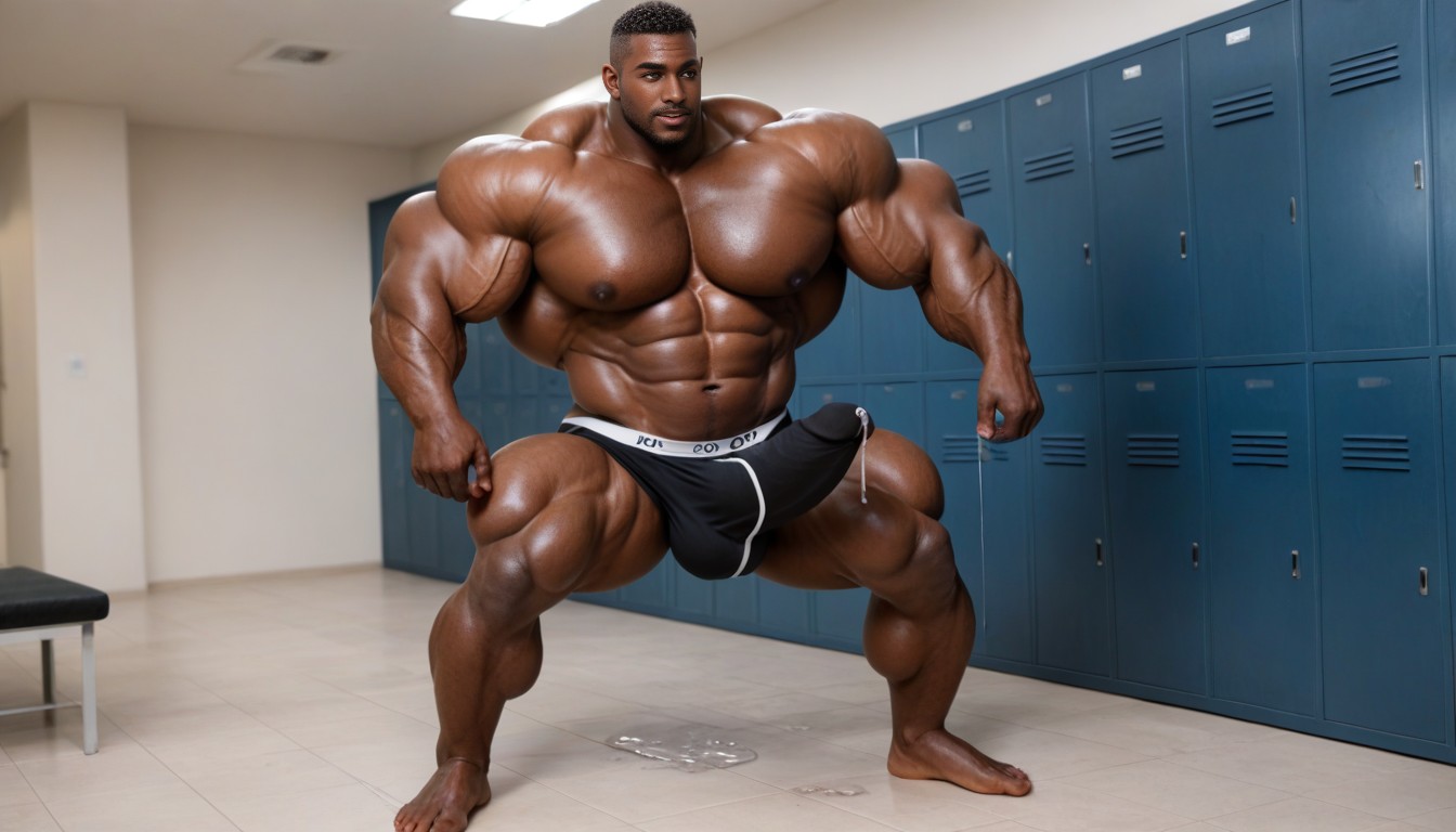 Muscle Growth, 1 Person, Gigantic Penis In Briefs AI Gay Porn