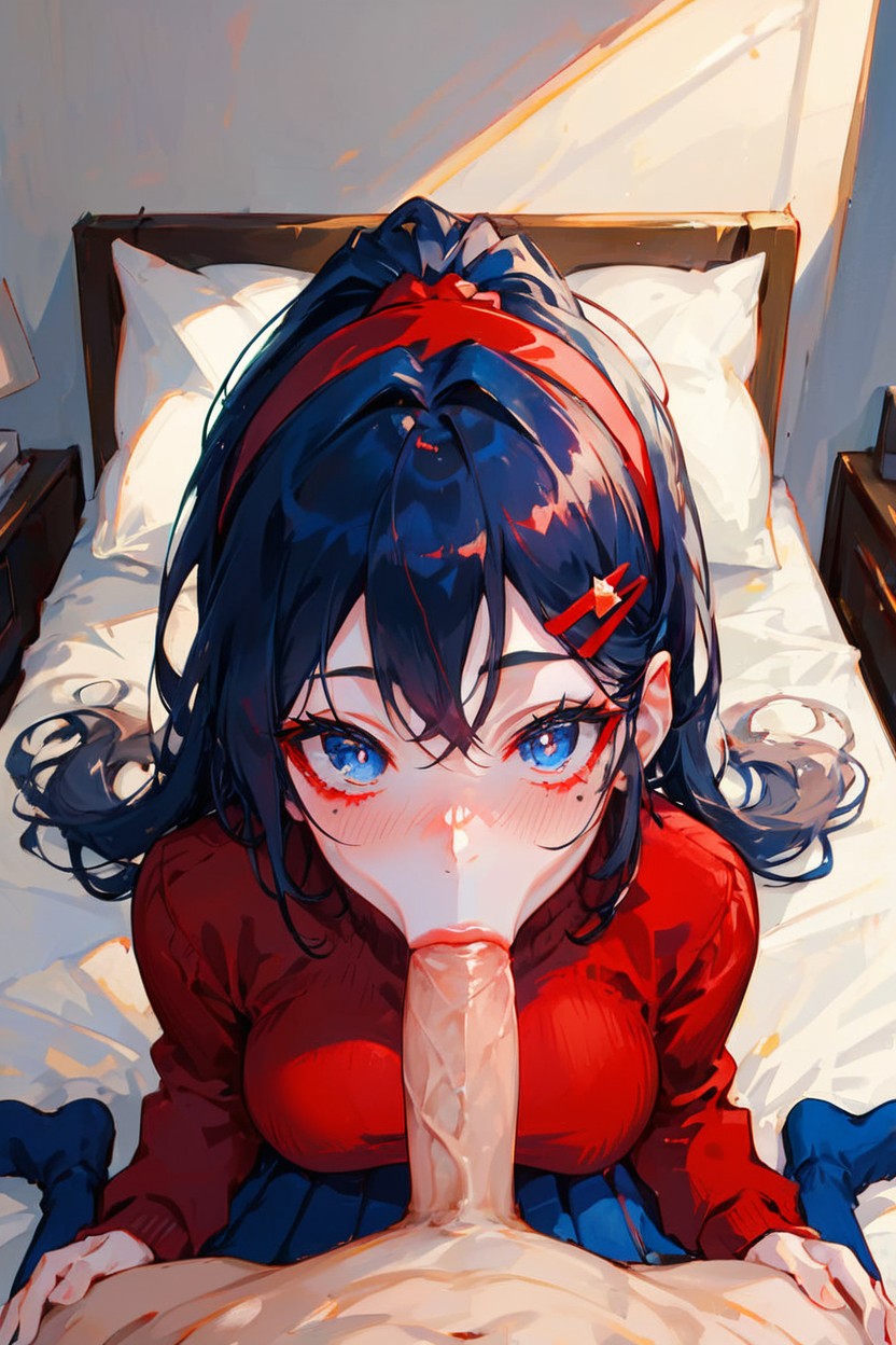 Red Sweater, Dark Blue Eyes, Close Up Hentai AI Porn