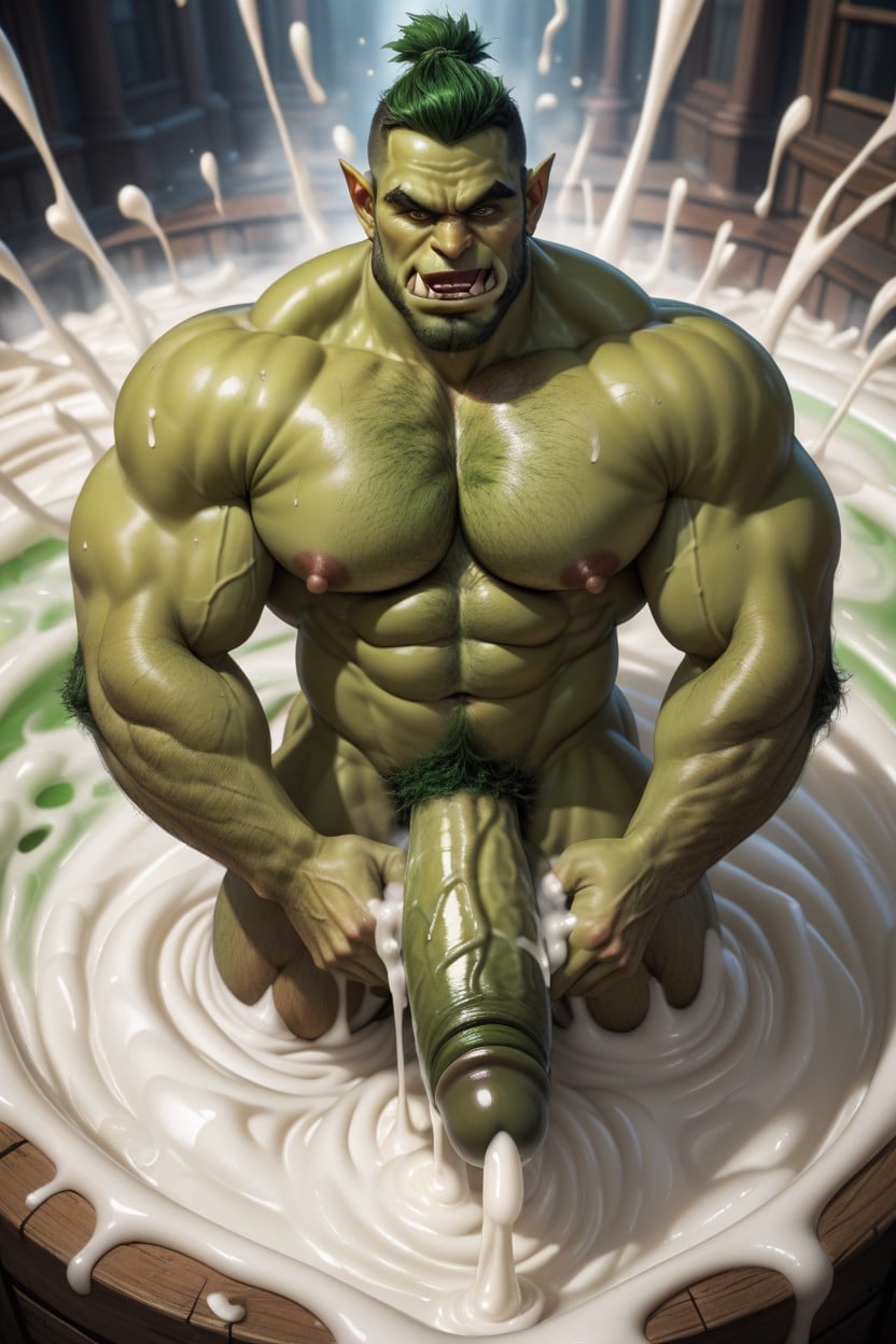Hyper Cum Frottage, Gigantic, Green Hand AI Gay Porn