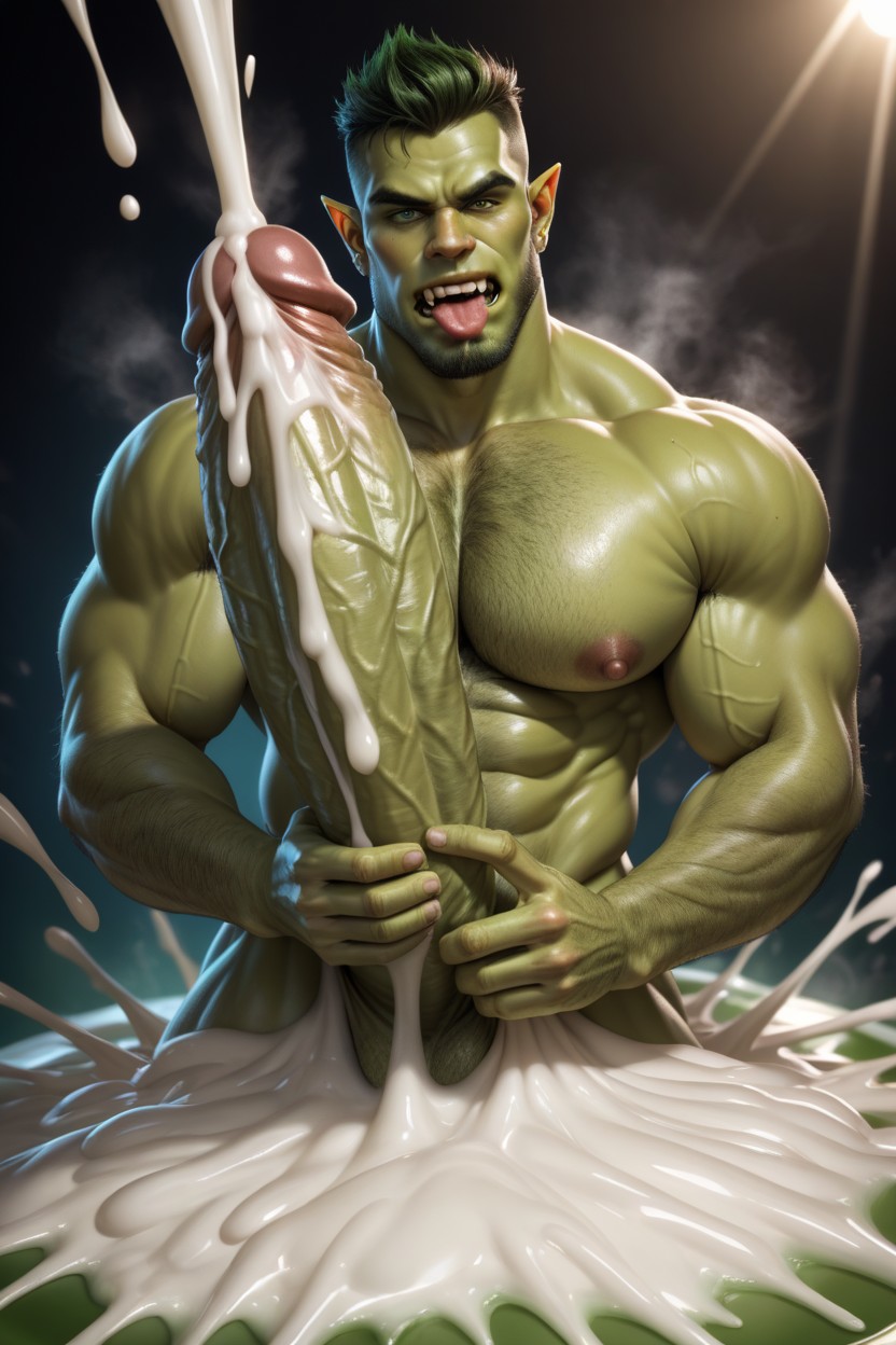 Masturbation, Green Hand, Stick Out Tongue AI Gay Porn