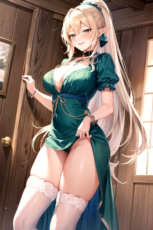 Medieval, Mischievous (smiling While Blushing), Elf Ears Shemale AI Porn