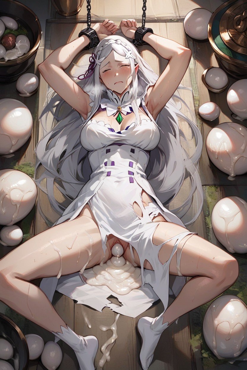 Laying, Gooey Eggs, Silver Hair Hentai AI Porn