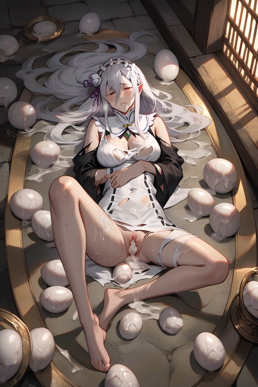 On Ancient Ritual Table, Laying, Gooey Eggs Hentai AI Porn