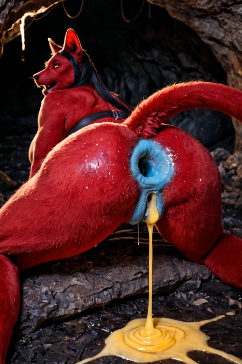 Extreme Detailed Gaping Ass Loose Hole Fur, Focus On Gaping Anus Hole, Tits Exposed AI Porn