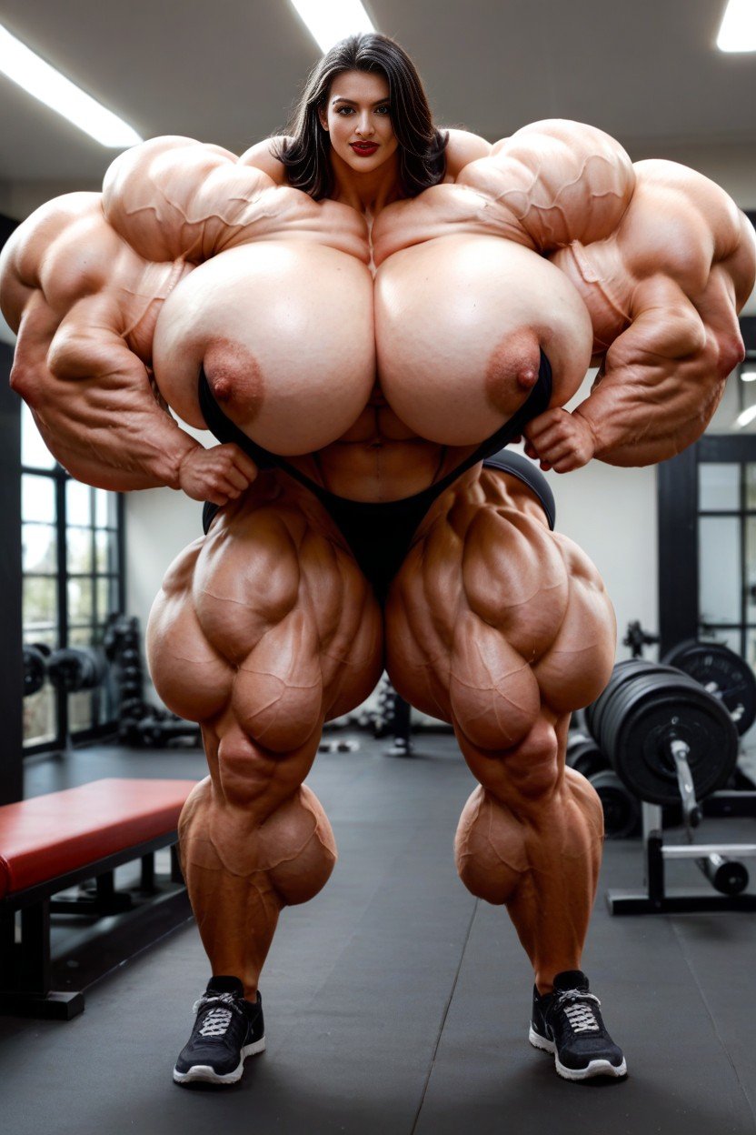 Hyper Massive Muscles German Woman, Massive Neckmuscle, Veins Travesti IA Pornô