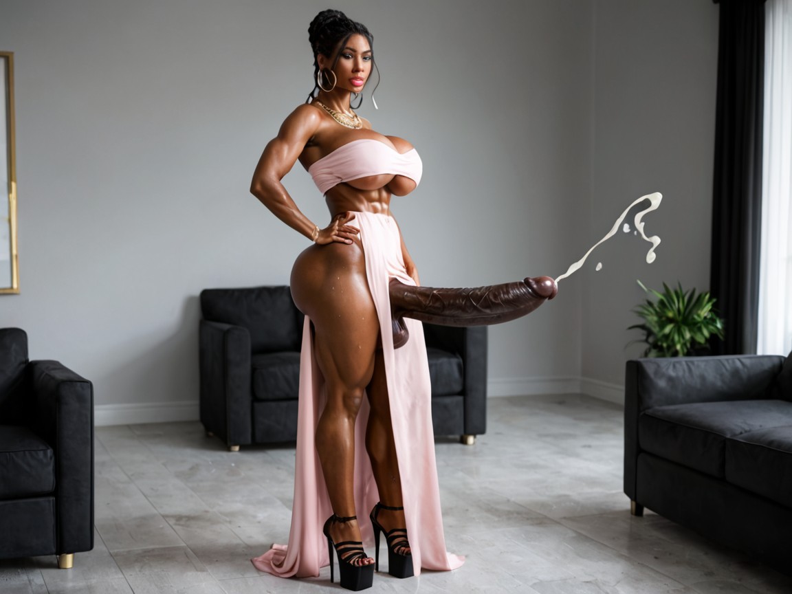 Huge Lips, Muscular Abs, Rounded Ass Shemale AI Porn