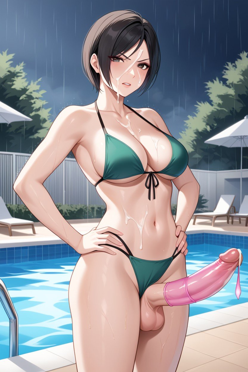 Chino, Piscina, Ada Wong From Resident Evil Green BikiniPorno shemale IA