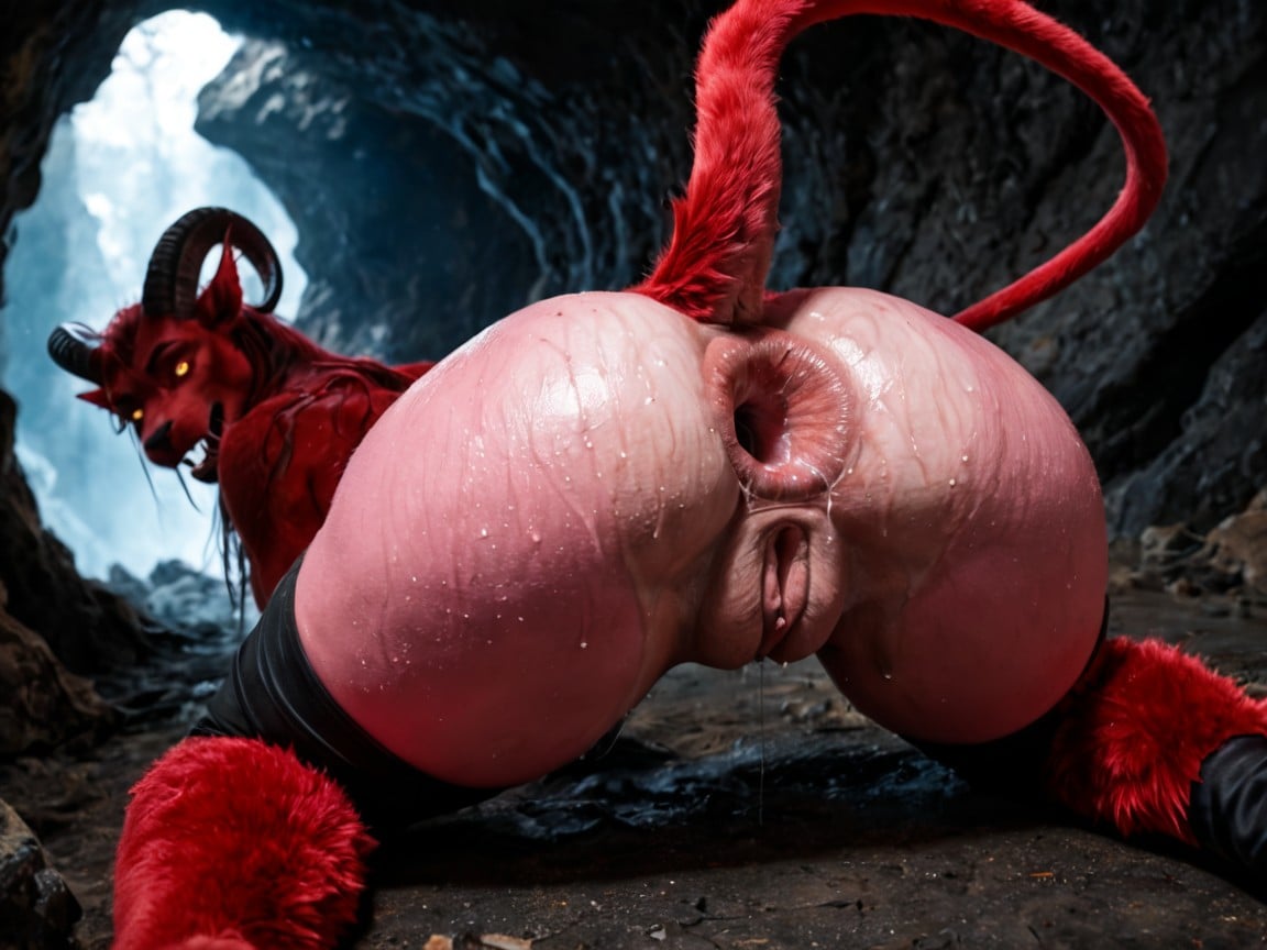 Red Eyes, Detailed Ass Loose Hole, Wrecked Loose Anal Anus Ass AI Porn
