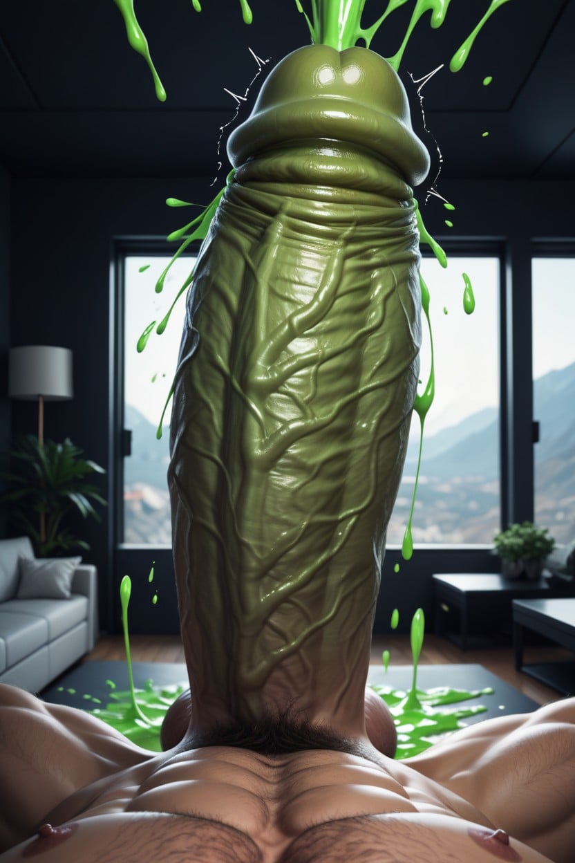 Monster Penis, Thick Veiny, Cock Is Colour Green Ribbed AI Gay Porn