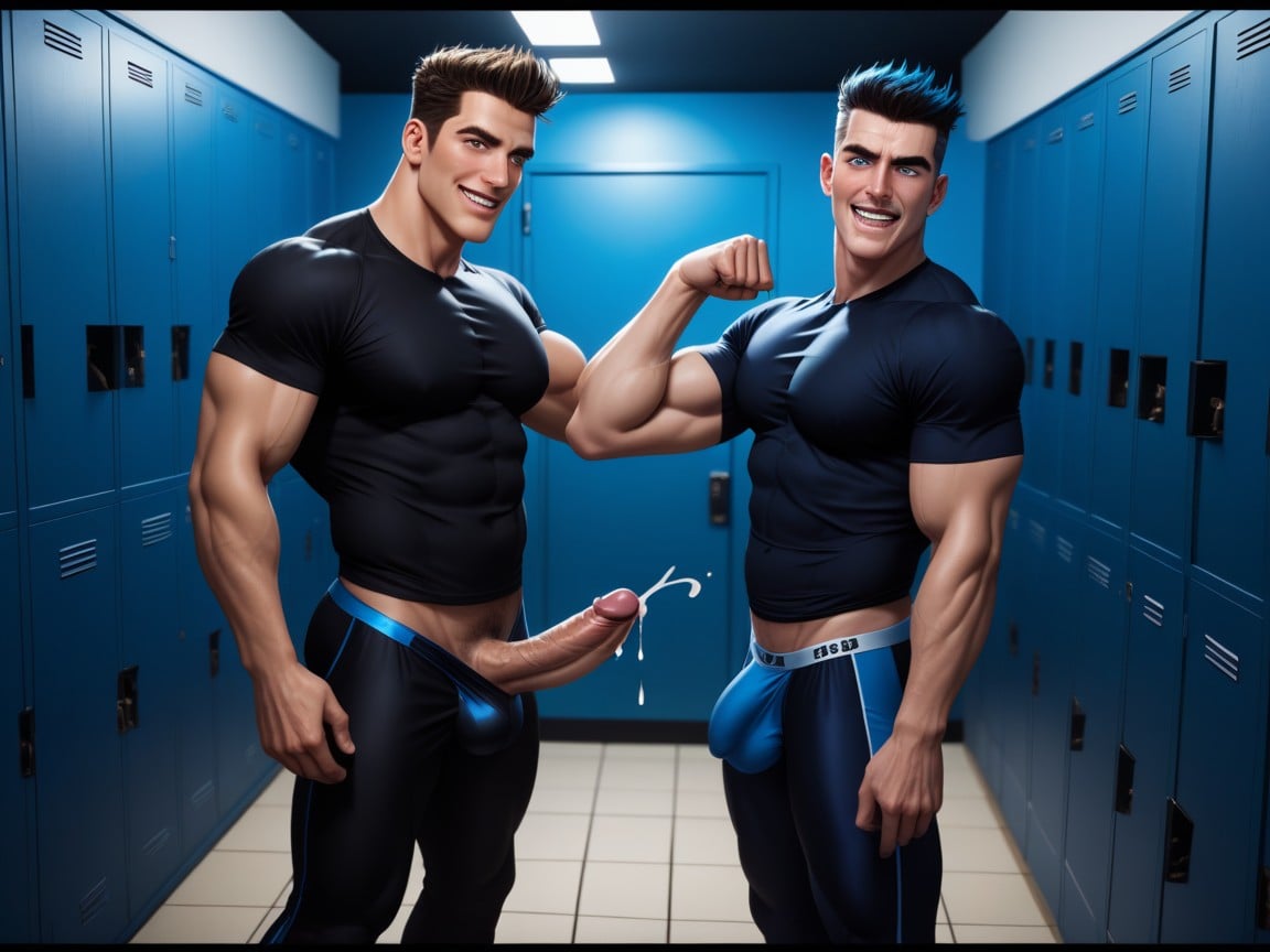 Surprised, Deepthroat, Blue Eyes AI Gay Porn