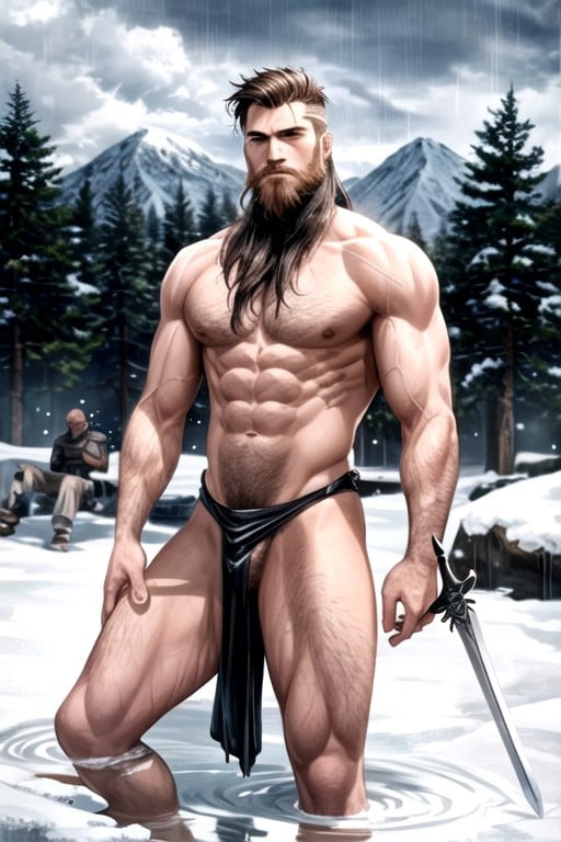 Hairy Male Chest, Many Bandits Around, Rain AI Gay Porn
