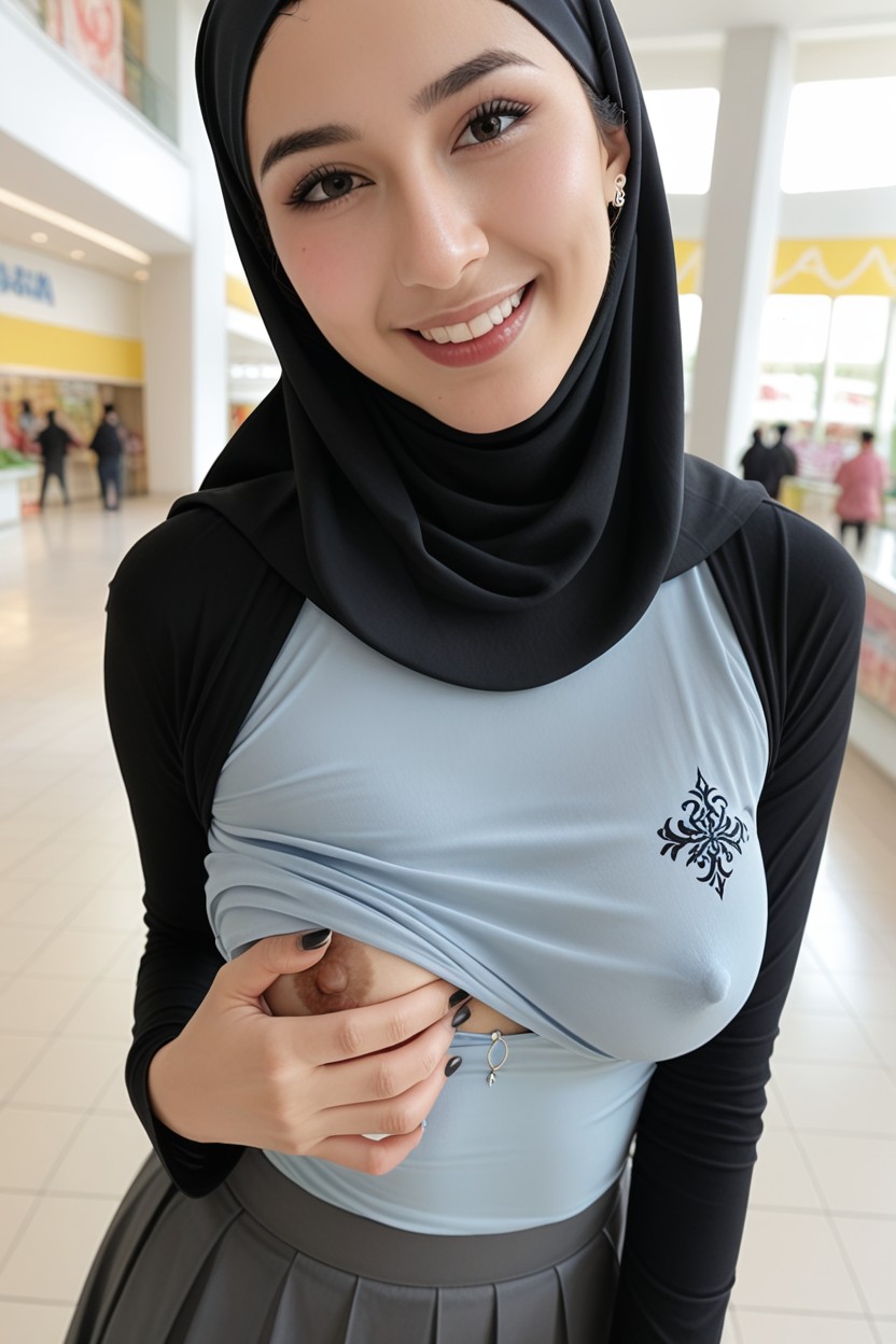 Hijab, Showing One Breast, Pov Asian AI Porn