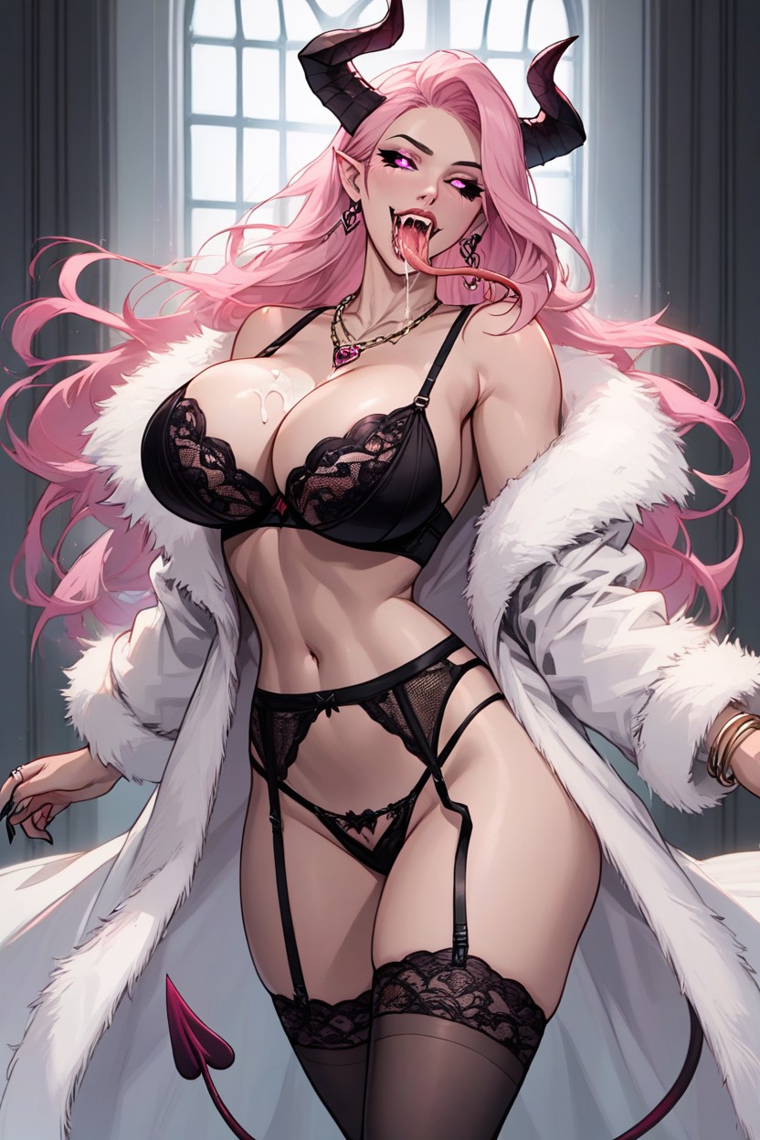 Pink Eyes, Garter Belt, Black Nails Hentai AI Porn