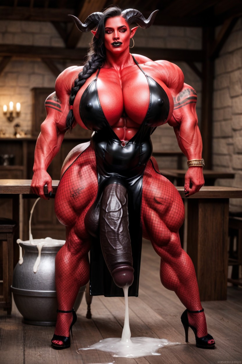 Tattoo, Vagina, Gigantic Veins All Over Her Body Shemale AI Porn