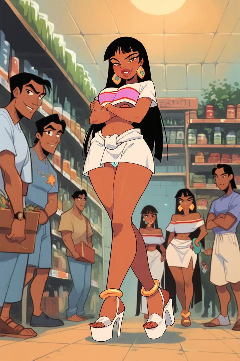 Grocery, Black Hair, Detailed Face Hentai AI Porn