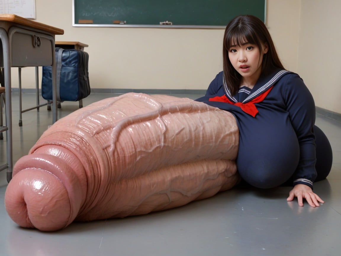 Side View, Hyper Cock, Body Fused With Cocks AI Porn