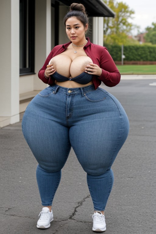 Wide Hyper Hips, Shapely Legs, Hair Updo AI Porn