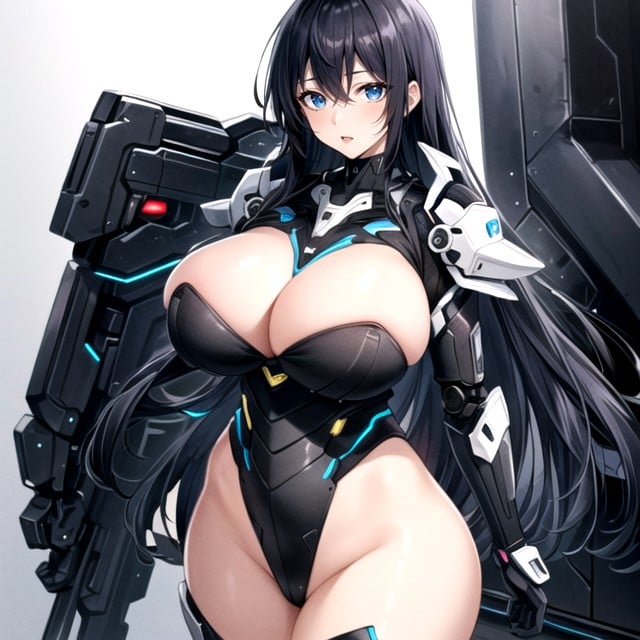 Robot Armor, Blue Eyes, Massive Breast Hentai AI Porn