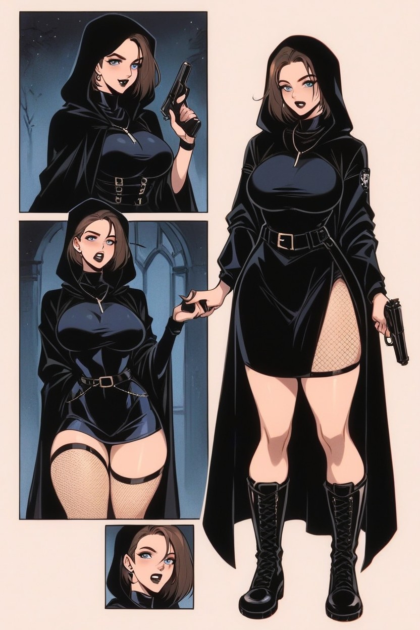 Full Body Fishnet, Highly Detailed Body, Thick Thighs Hentai AI Porn