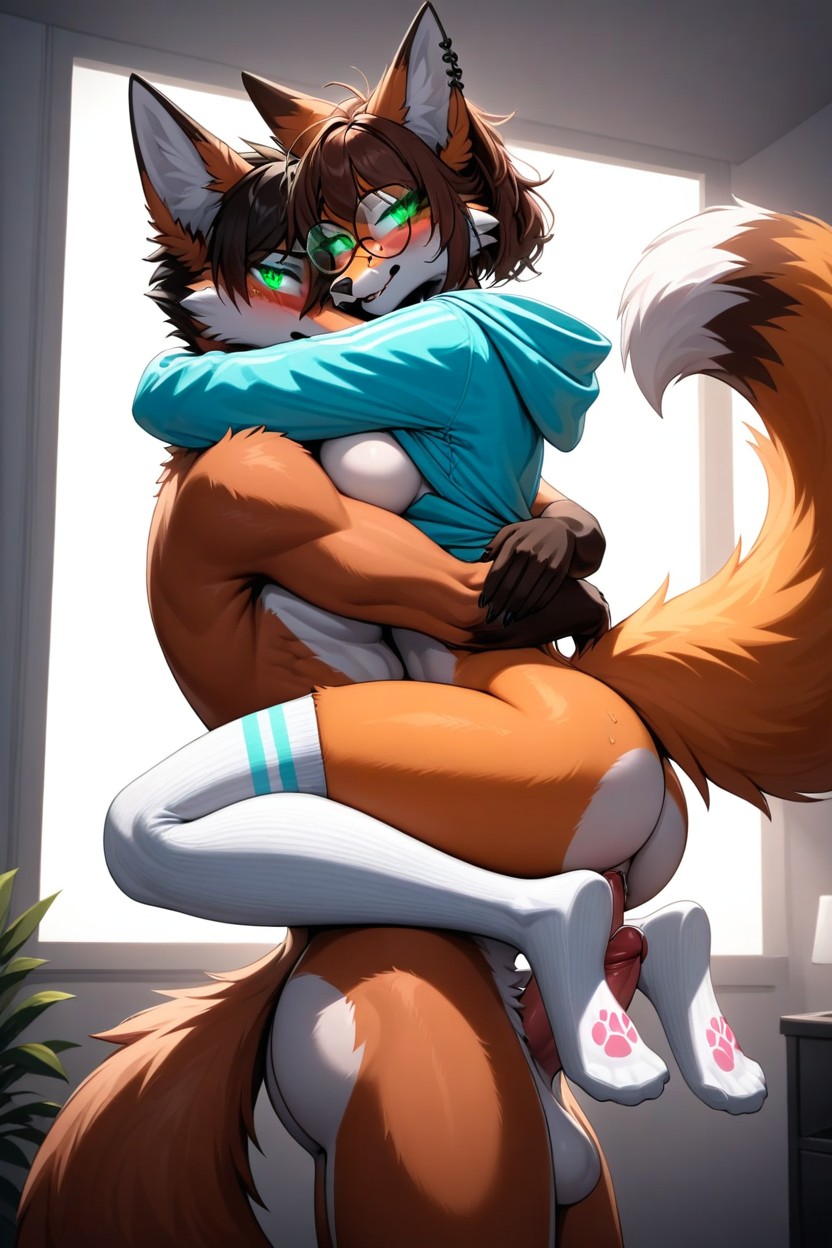 Rear View, Blushing, Skinny Furry AI Porn