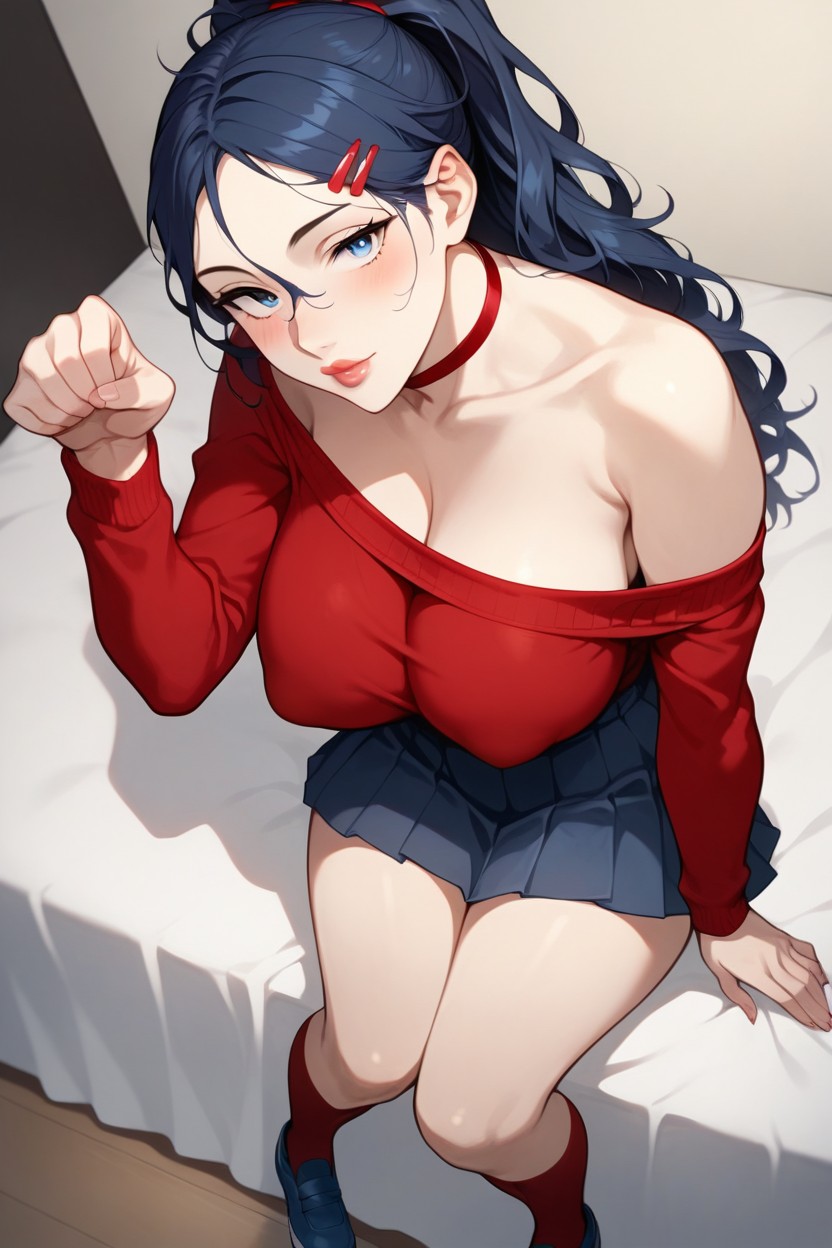 Blue Shoes, White Scrunchy Hair Tie, Supple Body Hentai AI Porn