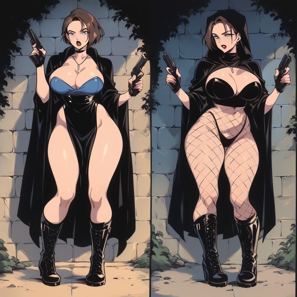Standing Seductively, Breast Expansion, Sexy Black Lips Hentai AI Porn