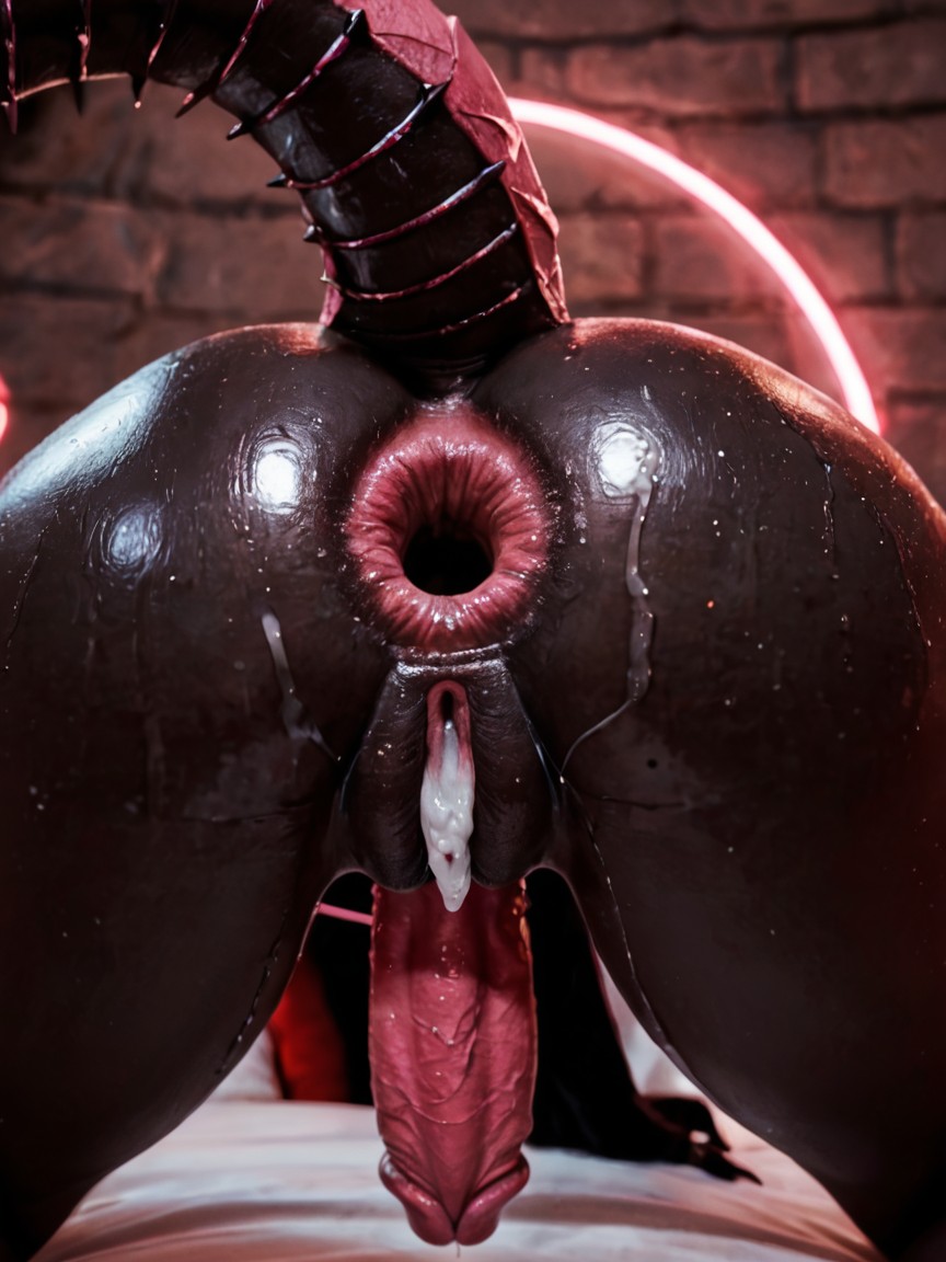 Puckered Anus, Color Soft Pink Inside Anus Hole, Anthro Black Skin AI Porn