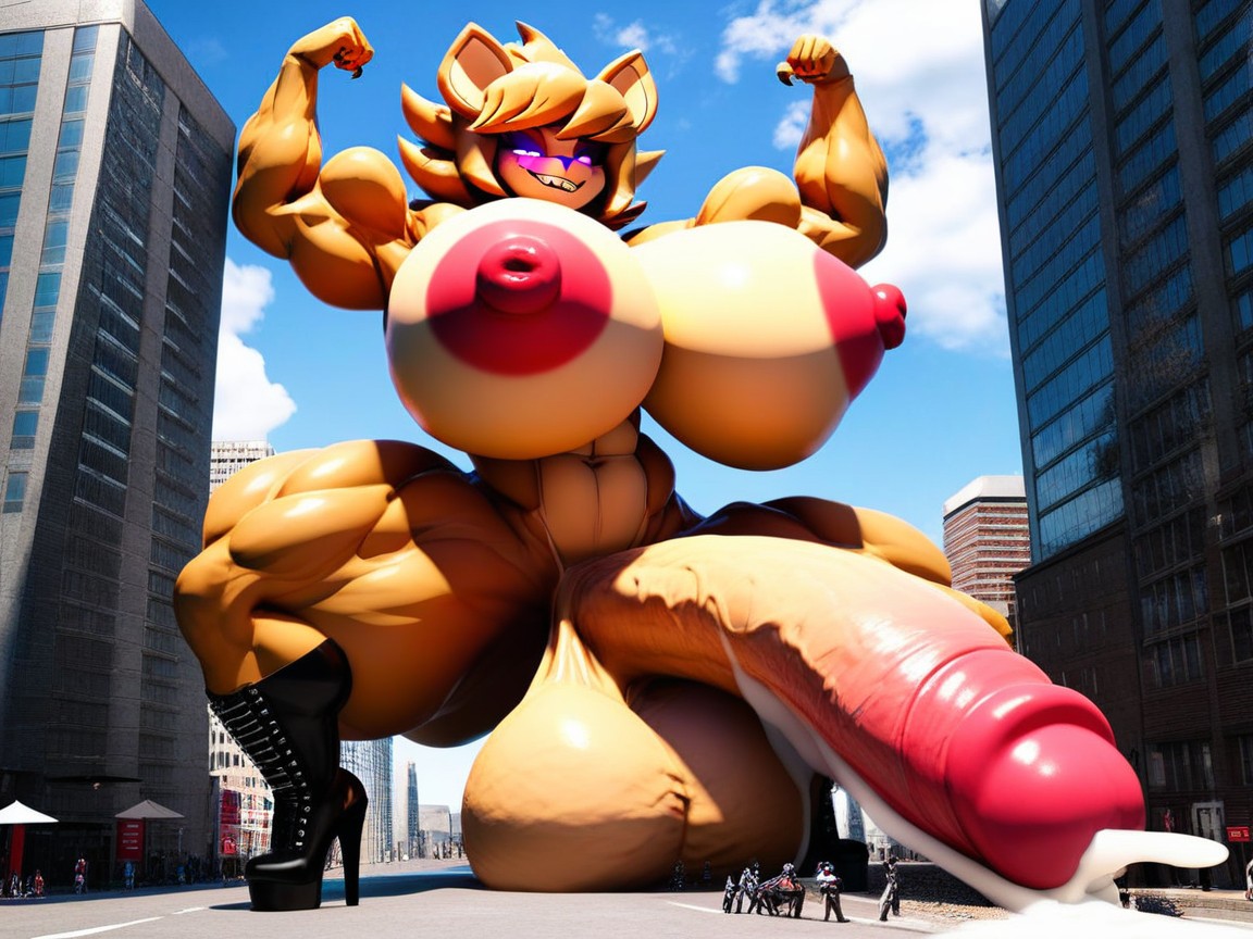Extrêmement Lourd En Bas, Bodybuilder, Massive Fat Tits Porno IA Furry