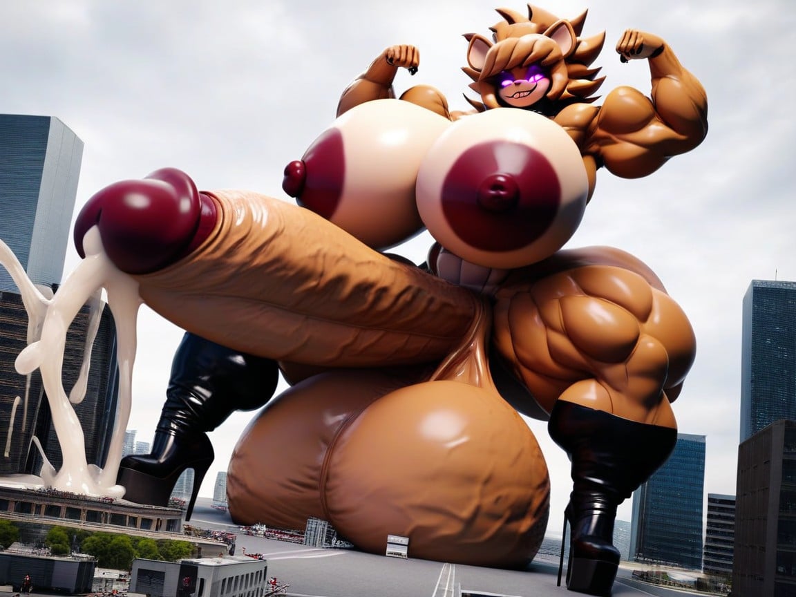 Hyper Muscular, Futanari, Expression Suffisante Porno IA Furry