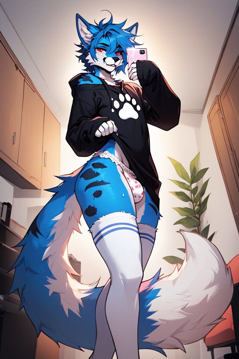 Tail, Black Sweatshirt, Blue Fur Furry IA
