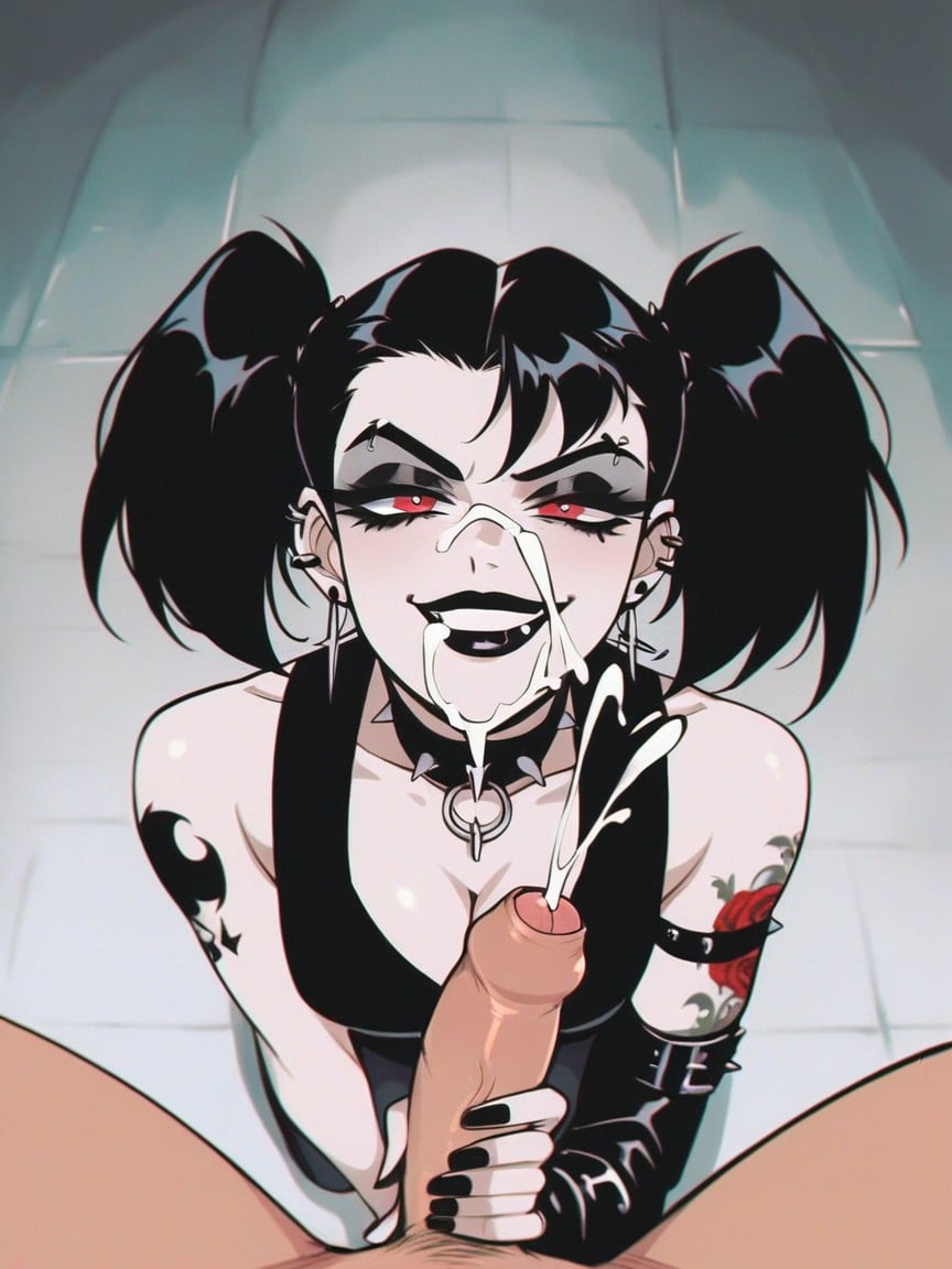 Goth Baddie, 18+, Black Lipstick Hentai AI Porn