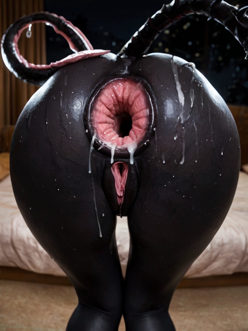 Barbed Tail, Gaping Pussy, Bright Pink Color Around Anus Skin AI 포르노