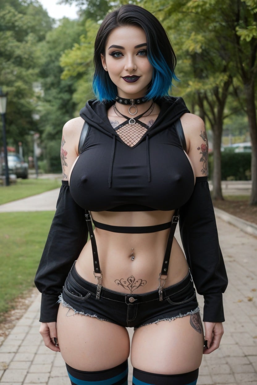 Cute, Wide Eyes, Dark Eyeshadow AI Porn