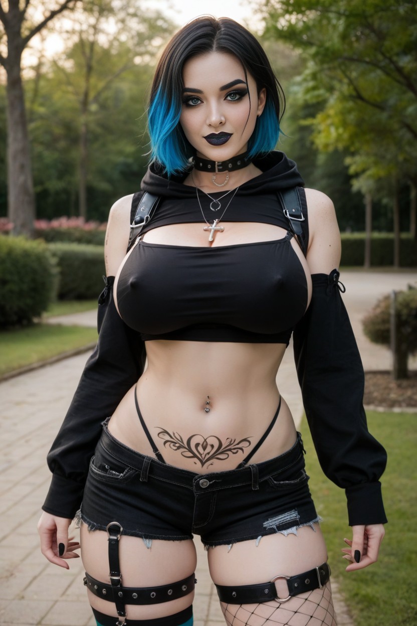 Blue Eyes, Thick Curvy Lips, Thigh Belt AI 포르노