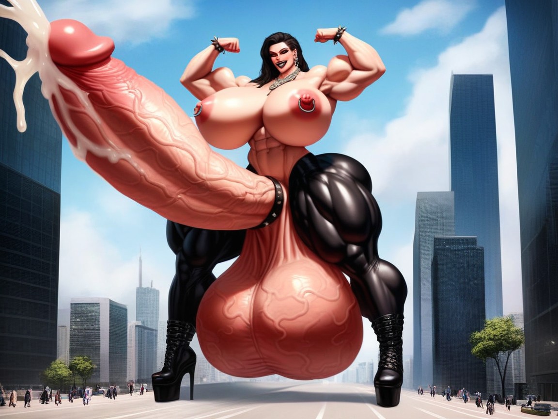 Vieny Cock, Huge Extremely Veiny Cock, Futanari With Erect Penis Shemale AI Porn