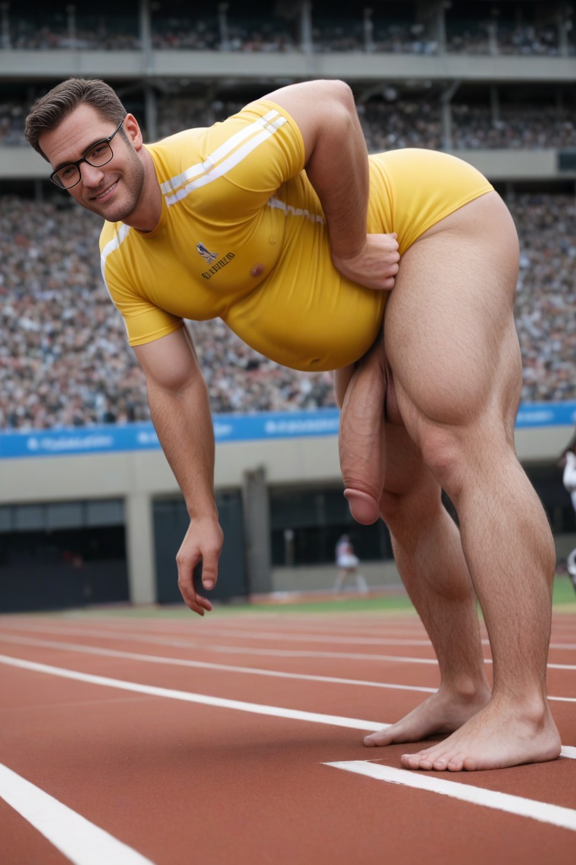 Slightly Side View, Big Ass, Glasses ゲイAIポルノ
