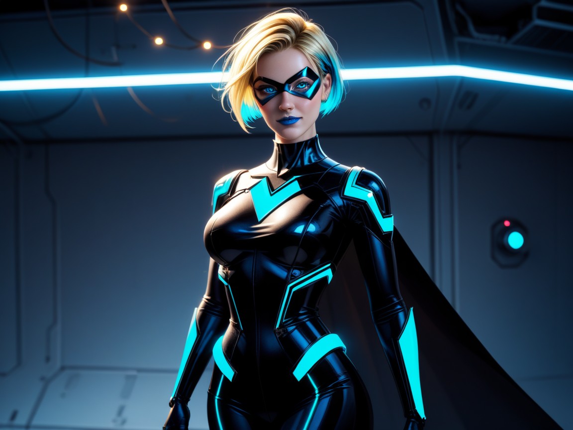 Blue Eyes, Neon Lighting, High Color Saturation Hentai AI Porn