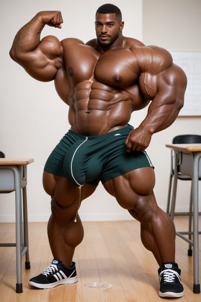 Full Body Length, Massive Overdeveloped Muscles, Gigantic Bulge AI Gay Porn